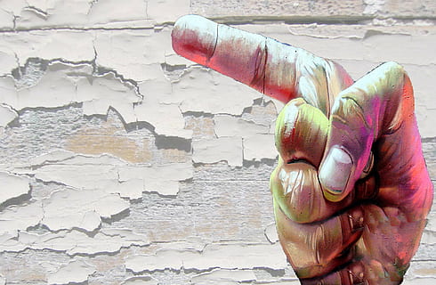 finger, suggest, interpretation, note, show, hand, human body part, outdoors, day, one person, architecture, one man only, people, adult, only men, adults only, wall - building feature, no people, creativity, art and craft, representation, wall, close-up, human representation, built structure, sculpture, brick wall, still life, statue, craft, old, weathered, brick, 2K, CC0, public domain, royalty free