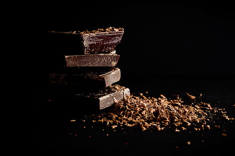 untitled, dark, brown, sweets, candy, chocolates, shavings, stack, studio shot, indoors, no people, close-up, food, food and drink, sweet food, chocolate, temptation, black background, nature, indulgence, sweet, copy space, dessert, still life, heap, abundance, sugar cube, 2K, CC0, public domain, royalty free