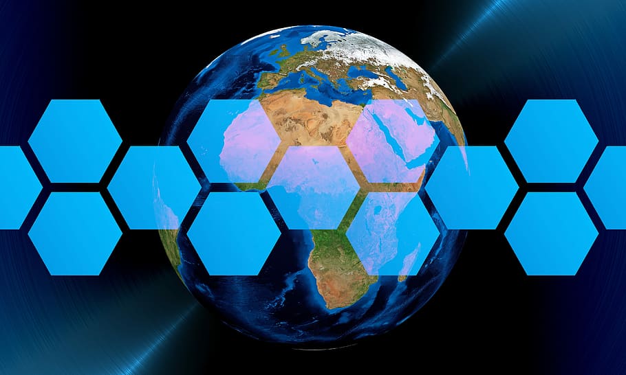 Planeta Pământ, pieptene de miere, editat, fotografie, global, reţea, comunicare, conexiune, date, conectați, la nivel mondial, tehnologie, Afaceri, Internet, digital, lume, glob, rețele, Pământ, informație, sferă, albastru, glob - obiect de om, hexagon, formă, planeta - spațiu, geometrică, proiecta, natură, lucios, trei dimensiuni, nici o persoana, abstract, cerc, în interior, minge, spaţiu, model, luminos, compozit digital, Fundal negru, 4K