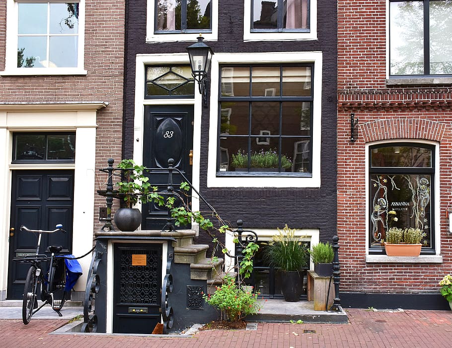 amsterdam, ingresso, tradizionalmente, Olanda, architettura, centro, esterno dell'edificio, finestra, all'aperto, Casa, giorno, struttura costruita, costruzione, pianta, nessuno, quartiere residenziale, pianta in vaso, comunicazione, porta, Entrata, città, mattone, natura, bar, facciata, 4K