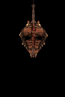 doubled, shearing, mask, copy space, no people, black background, indoors, studio shot, low angle view, lighting equipment, cut out, religion, still life, art and craft, metal, the past, architecture, belief, spirituality, single object, dark, hanging, history, antique, 8K, CC0, public domain, royalty free