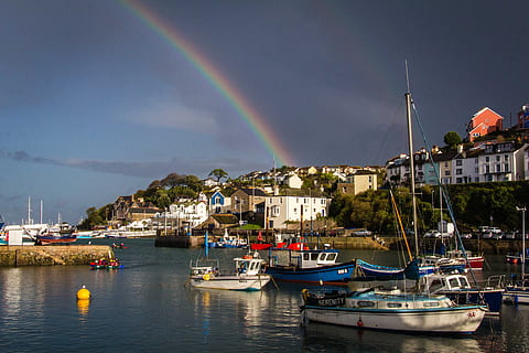 brixham, devon, gökkuşağı, Liman, deniz, İngiltere, uk, sahil, ingilizce, Balık tutma, kasaba, Su, okyanus, ingiliz, torbay, tekne, iskele, yat, kıyı şeridi, faliyet alani, sahne, deniz gemi, insansız, çok renkli, yansıma, demirli, mimari, dış yapı, gökyüzü, doğa, yapılı yapı, bulut - gökyüzü, doğada güzellik, taşımacılık, ulaşım modu, manzaralar - doğa, huzur, Kent, çift ​​gökkuşağı, açık havada, 5K, CC0, kamu malı, telif ücretsiz