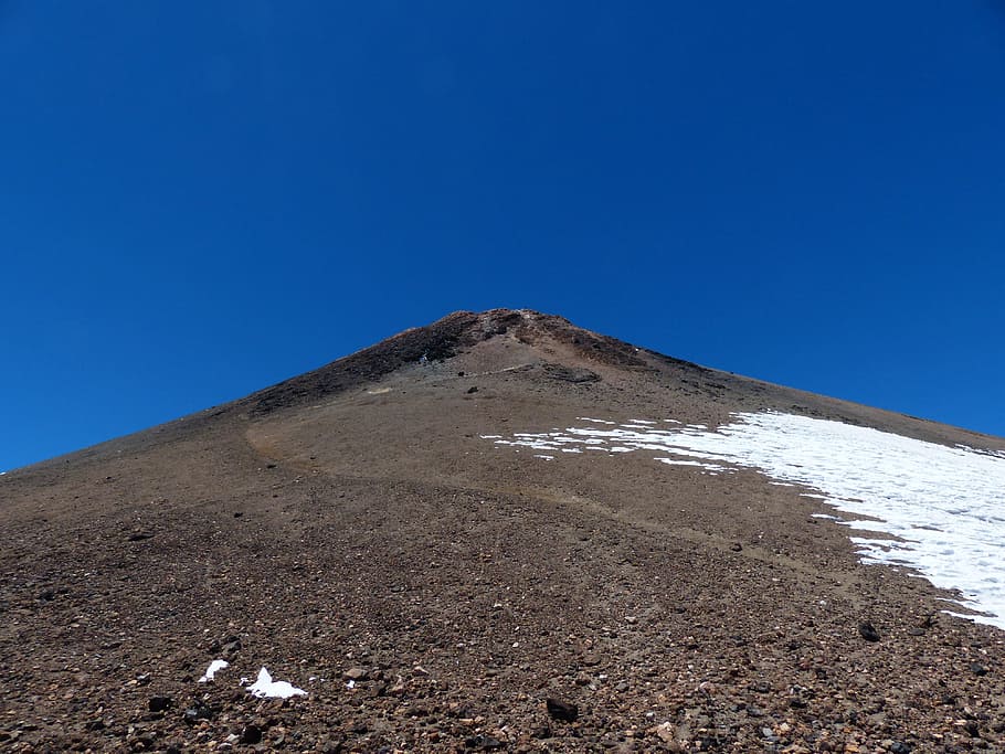 teide, hora, vrchol, sopka, hora, summitu, tenerife, pico del teide, el teide, pryč, vzestup, sutí, láva, lávová skála, lávová pole, sněhové pole, sníh reste, Příroda, krajina, nebe, scén, modrý, venku, sopečné krajiny, cestovní místa, nikdo, Kanárské ostrovy, písek, čisté nebe, scenics - příroda, životní prostředí, krása v přírodě, klid, přistát, mimoměstské scény, den, klidné scény, cestovat, destinace, kopie prostor, sníh, klimatu, horský vrchol, zasněžené hory, suché podnebí, 4K