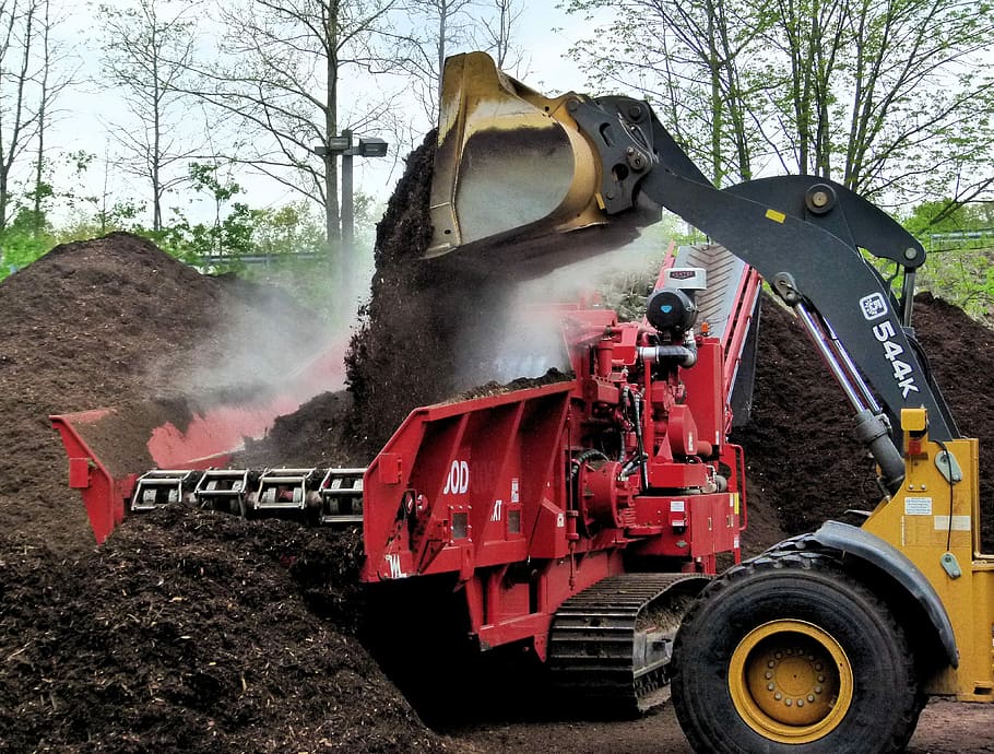 molí de compost, compost, trituradora, industrial, astilladora de fusta, mulch, esmoladora de paquets, molt trituradora, vapor, calor, vehicle terrestre, manera de transport, transport, dia, arbre, maquinària, naturalesa, fum - estructura física, indústria, cap gent, camió, moviment, terra, a l'aire lliure, maquinària de construcció, industria de la construcció, planta, transport per ferrocarril, tren, camp, equipament industrial, 4K