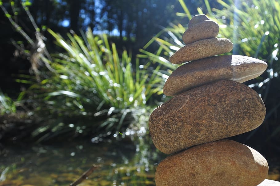 Skála, zásobník, Příroda, skály, rock stack, venku, den, nikdo, strom, detail, pevný, zaměřit se na popředí, kámen - objekt, rostlina, Zůstatek, rock - objekt, kámen, klid, voda, růst, přistát, oblázek, 5K