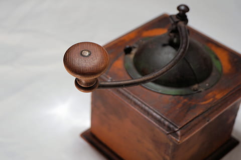 Grinder, Coffee, Old, Mill, Historically, old, mill, bean, crank, coffee beans, grind, antique, nostalgia, old-fashioned, wood - Material, retro Styled, obsolete, objects/Equipment, single Object, brown, no people, close-up, day, history, indoors, the past, metal, music, studio shot, technology, arts culture and entertainment, household equipment, focus on foreground, 4K, CC0, public domain, royalty free