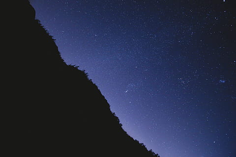 nature, landscape, mountain, clouds, sky, travel, adventure, trek, shadow, dark, night, stars, star - space, space, astronomy, scenics - nature, tranquil scene, beauty in nature, star field, star, low angle view, tranquility, silhouette, galaxy, no people, infinity, constellation, idyllic, majestic, space and astronomy, astrology, 5K, CC0, public domain, royalty free