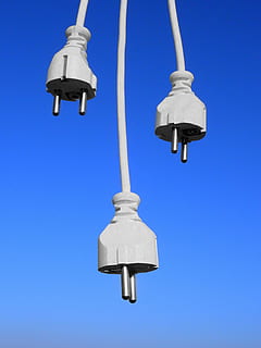 Plug, Cable, Line, Current, Energy, cable, line, power line, electricity, socket, power cable, power supply, connect, connection, blue, low angle view, crane - construction machinery, hanging, clear sky, no people, sky, day, nature, technology, lighting equipment, metal, tower, built structure, architecture, sunlight, street light, control, close-up, spire, 4K, CC0, public domain, royalty free