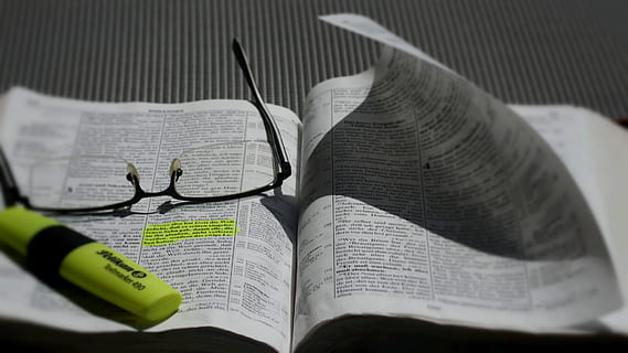 eyeglasses, yellow, highlighter, white, book, bible, study, read, learn, know, books, wind, pages, christianity, text, reading, old, book pages, publication, paper, education, close-up, still life, glasses, indoors, no people, communication, high angle view, page, activity, open, learning, newspaper, selective focus, studying, 2K, CC0, public domain, royalty free
