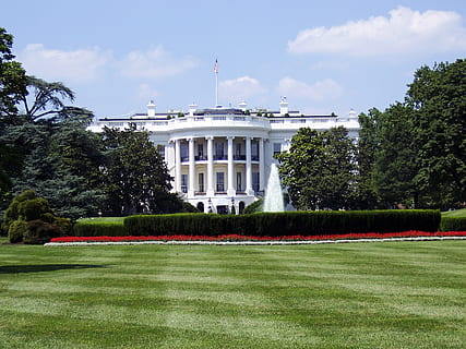 bianca, Casa, Washington DC, d.c., amministrazione, architettura, costruzione, facciata, governo federale, bandiera, Fontana, giardino, erba, prato, dimora, Museo, ufficio Ovale, parco, residenza, viaggio, alberi, Stati Uniti d'America, casa Bianca, politica, albero, governo, cielo, esterno dell'edificio, nessuno, giorno, pianta, struttura costruita, natura, nuvola - cielo, colore verde, patriottismo, colonna architettonica, all'aperto, democrazia, 2K, CC0, dominio pubblico, privo di copyright