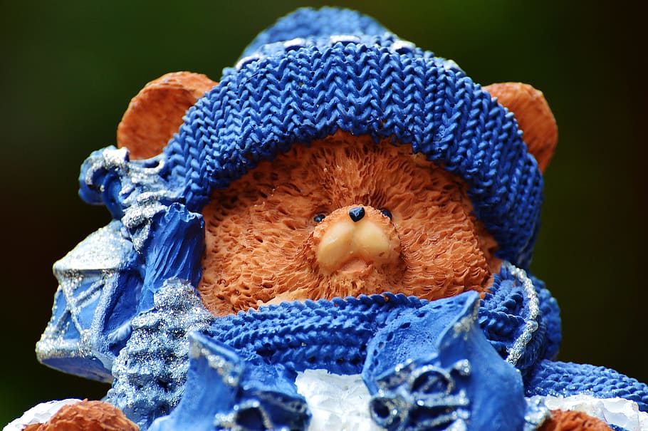 vinter, bjørne, bære, figur, Bamse, vinterlige, deco, jul, dekoration, Nicholas, gaver, december, kontemplativ, festival, fejre, sjov, juledekoration, juletræ, advent, legetøj, barndom, nuttet, dukke, blå, uld, tæt på, kold temperatur, strikket, tøj, repræsentation, tekstil, Kunst og håndværk, håndværk, hat, ingen mennesker, dyr repræsentation, kreativitet, strik hat, fokus på forgrunden, varme tøj, tøjdyr, halstørklæde, blødhed, 4K
