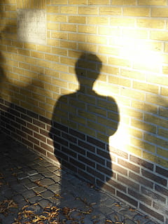 sombra, figura, luz del sol, gente real, una persona, estilos de vida, pared - característica de la construcción, pared, naturaleza, estructura construida, centrarse en la sombra, arquitectura, al aire libre, ladrillo, actividad de ocio, calle, día, ciudad, en pie, pared de ladrillo, 4K, CC0, dominio público, libre de derechos