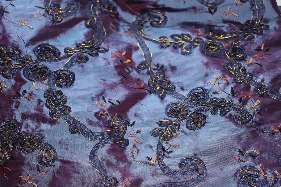 tkanina, Pozadí, textil, struktura, tkáň, blautöne, vzor, abstraktní, celý rám, texturou, detail, nikdo, čeřil, voda, Příroda, venku, den, odraz, nábřeží, krása v přírodě, vysoký úhel pohledu, květinový vzor, umění a řemesla, 5K