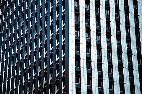 blanc, negre, estructura, arquitectura, gratacels, edifici d'oficines, finestra, escena urbana, exterior de l'edifici, estructura construïda, vidre - material, modern, ciutat, districte del centre de la ciutat, façana, reflexió, negocis, arquitectura i edificis, blau, vida de ciutat, alta - alta, cap gent, industria de la construcció, a l'aire lliure, en fila, marc complet, fons, dia, a l'interior, vista d’angle baix, patró, edifici, repetició, exterior d’edifici d’oficines, costat a costat, gran grup d'objectes, naturalesa, sostre, 5K, CC0, domini públic, lliure de regalies