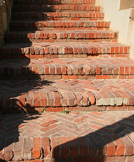 brick, stairs, path, construction, staircase, stair, structure, stairway, pathway, architecture, built structure, in a row, wall, no people, day, brick wall, building exterior, sunlight, history, the past, outdoors, nature, travel destinations, wall - building feature, high angle view, seat, large group of objects, 2K, CC0, public domain, royalty free