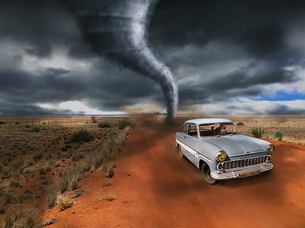 gray, vehicle, tornado wallpaper, tornado, auto, escape, monkey, storm, forward, risk, threatening, chimpanzee, fear, ominous, strange, fantasy, mode of transportation, transportation, cloud - sky, sky, car, motor vehicle, environment, motion, smoke - physical structure, storm cloud, no people, nature, landscape, road, land, land vehicle, power in nature, sports utility vehicle, outdoors, arid climate, 4K, CC0, public domain, royalty free