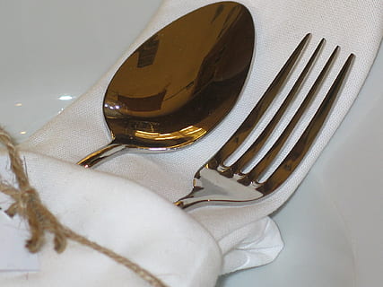 silver-colored spoon, fork, cutlery, cover, table, eat, board, gedeckter table, invitation, inn, dinner, celebration, restaurant, table cover, seat, metal, meal, serving suggestion, dining room, spoon, nice prepared, seats, breakfast, food, eating utensil, kitchen utensil, close-up, indoors, food and drink, household equipment, table knife, no people, napkin, knife, still life, high angle view, plate, white color, place setting, setting, crockery, glass, dining, silver colored, 1080P, CC0, public domain, royalty free