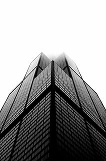 antenne, Foto, bygning, hvid, himmel, bottom view, sort, grå, arkitektur, tårn, skyskraber, Sky, bygning udvendig, lav vinkel visning, bygget struktur, kontorbygning udvendig, by, moderne, skyfri himmel, ingen mennesker, natur, høj - høj, kontor, kopiere plads, dag, udendørs, vindue, 4K, CC0, offentligt domæne, royaltyfrie