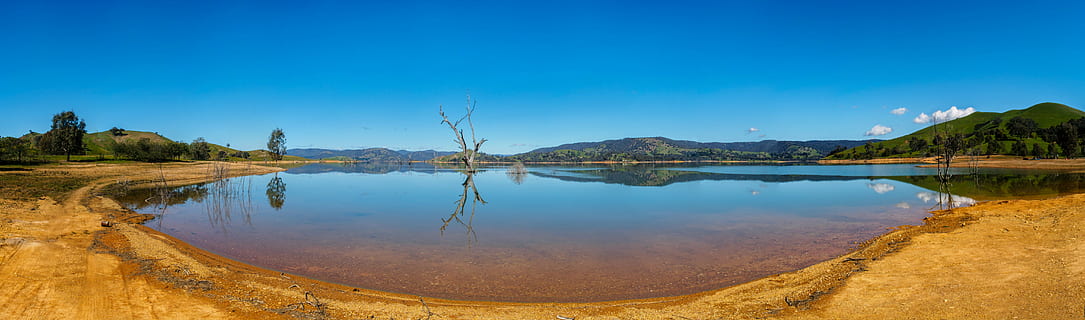 blue sky, daylight, idyllic, lake, landscape, mountain, outdoors, panoramic, reflection, river, sand, scenic, sea, seashore, tourism, tree, trees, water, wood, sky, scenics - nature, nature, tranquil scene, travel destinations, tranquility, no people, blue, clear sky, beauty in nature, day, lagoon, 5K