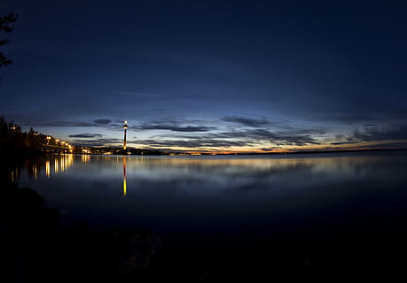 Landschaftsfotografie, Gebäude, Karosserie, Wasserblick, wolkig, Himmel, Reflexion, Wasser, Wolke, dunkel, Sonnenuntergang, Dämmerung, Turm, Ufergegend, Natur, Wald, särkänniemi, näsinneula, Tampere, wolke - himmel, Szenen - Natur, Schönheit in der Natur, Ruhe, See, ruhige Szene, keine Leute, idyllisch, Nicht-städtische Szene, draußen, stehendes Wasser, Nacht-, Reflexionssee, 4K, CC0, gemeinfrei, lizenzfrei