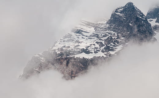 snedækket, bjerg, dækket, tåge, Brun, hvid, dagtimerne, konge, sengen af ​​skyer, Sky, sne, alp, natur, vinter, bjergtop, scenics, landskab, udendørs, bjergkæde, europæiske alper, ingen mennesker, koldtemperatur, kold temperatur, Frosset, is, skønhed i naturen, scenics - natur, miljø, snedækket bjerg, rolig scene, ro, sky - himmel, himmel, ikke-urbane scene, ekstremt vejr, formation, snestorm, 5K, CC0, offentligt domæne, royaltyfrie