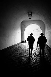 two, person, walk, pathway, christ, detective, spy, shadow, silhouette, mysterious, james bond, criminal, adults, crime kill, mission, organized, mafia, 007, dark, mystery, thriller, rear view, architecture, walking, two people, built structure, full length, indoors, men, arch, real people, building, people, tunnel, lifestyles, adult, the way forward, standing, togetherness, arcade, couple - relationship, ceiling, light at the end of the tunnel, 4K, CC0, public domain, royalty free