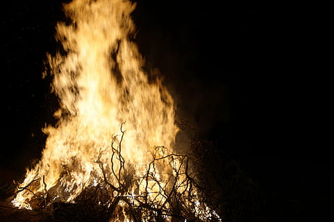 ild, brænding, bål, element, grænse, bagning, heks, flammer, brand - naturligt fænomen, varme - temperatur, flamme, rød, helvede, nat, træ, natur, ulykker og katastrofer, Skov, bevægelse, ingen mennesker, træ - materiale, mørk, glødende, meddelelse, miljø, skilt, advarselsskilt, skovbrand, udendørs, lejrbål, sort baggrund, 5K, CC0, offentligt domæne, royaltyfrie