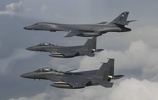 F-15, b-1b lancer, uçuş, formasyon, hava Kuvvetleri, havacılık, uçak, hava aracı, uçan, askeri, Avcı uçağı, ulaşım modu, taşımacılık, ordu, gökyüzü, bulut - gökyüzü, doğa, gün, hareket halinde, insansız, askeri uçak, havadaki, havacılık endüstrisi, hız, açık havada, oluşum uçan, patlayıcı, 2K, CC0, kamu malı, telif ücretsiz