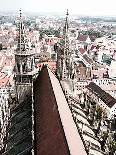 Aussicht, Ulmer Münster, Panorama, ulm, Ausblick, Landschaft, Stadtblick, münster, die Architektur, Stadt, Gebäude, Kirchturm, Turm, gebaute Struktur, Gebäudehülle, Stadtbild, Wohngegend, High Angle View, Tag, überfüllt, Menge, Religion, Anbetungsstätte, Dach, Natur, Reiseziele, draußen, 2K, CC0, gemeinfrei, lizenzfrei