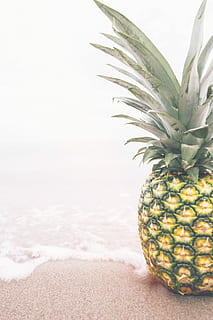 fotografie, ananas, horní, plážový písek, voda, na vrchu, písek a voda, ovoce, jídlo, svěžest, zralý, letní, Zdravé stravování, Příroda, tropické klima, jídlo a pití, pláž, občerstvení, nikdo, tropické ovoce, blahobyt, stálý život, zelená barva, detail, moře, zaměřit se na popředí, přistát, list, venku, 5K, CC0, veřejná doména, bez autorských práv