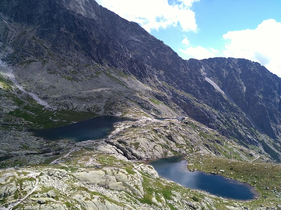 tatry, hory, stezka, pohled shora, vysoké tatry, krajina, nebe, hora, krása v přírodě, voda, scenics - příroda, mimoměstské scény, Příroda, Skála, mrak - nebe, klid, klidné scény, nikdo, rock - objekt, den, pevný, pohoří, idylický, životní prostředí, venku, formace, tekoucí, tekoucí voda, 4K