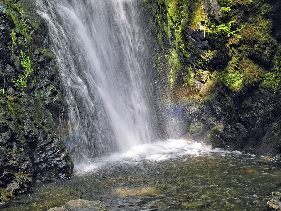 cascata, arcobaleno, frisch, freddo, rinfresco, foresta Nera, Magia, scintille, nessuno, Paesaggi, acqua, natura, all'aperto, scenics - natura, bellezza nella natura, movimento, roccia, pianta, foresta, roccia - oggetto, acqua corrente, movimento sfocato, lunga esposizione, terra, solido, formazione rocciosa, giorno, albero, potere in natura, fluente, acqua che cade, foresta pluviale, 4K