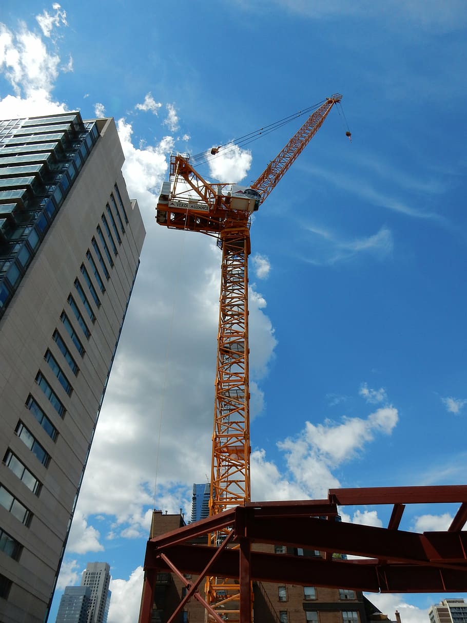 jeřáb, konstrukce, nebe, architektura, struktura, budova, inženýrství, rozvoj, průmyslový, ocel, městský, zařízení, vysoký, projekt, silueta, stroje, stavba, jeřáb - stavební stroje, průmysl, nízký úhel pohledu, stavební průmysl, staveniště, mrak - nebe, exteriér budovy, Příroda, den, venku, nikdo, vysoká - vysoká, stavební stroje, kov, modrý, stavební vybavení, 4K