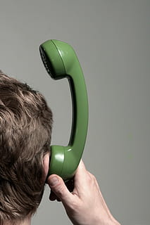 man, holding, green, telephone headset, ears, communication, error, no connection, listeners, phone, person, workplace, office, business, funny, stylish, technology, male, one man only, only men, adult, adults only, one person, human body part, men, one mature man only, mature adult, headshot, indoors, studio shot, real people, close-up, portrait, males, gray background, wall - building feature, lifestyles, hair, leisure activity, human hair, teenager, 4K, CC0, public domain, royalty free