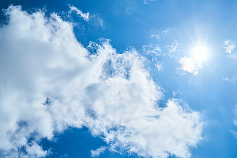 white, cloud, blue, sky, clouds, weather, air, space, image, photography, texture, background, spring, summer, season, fluffy, no people, beautiful, atmosphere, climate, nature, landscape, outdoors, cloud - sky, low angle view, day, sunlight, sky only, beauty in nature, white color, cloudscape, scenics - nature, backgrounds, environment, bright, tranquility, tranquil scene, idyllic, wind, sun, light - natural phenomenon, meteorology, clean, brightly lit, abstract backgrounds, 5K, CC0, public domain, royalty free
