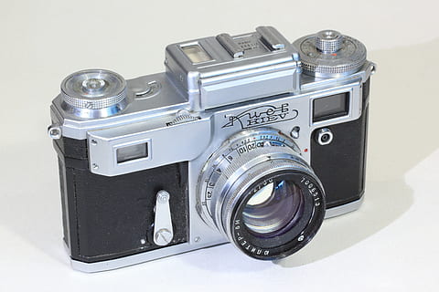 Kiev, afstandsmåler, kamera, sovjetiske, Russisk, årgang, udstyr, fotografisk, ussr, optik, 35mm, fotografering temaer, teknologi, kamera - fotografisk udstyr, fotografisk udstyr, ingen mennesker, retro stylet, metal, objektiv - optisk instrument, studio skud, grå, indendørs, stilleben, sølvfarvet, gammel, gruppe af objekter, antik, gruppe, kamera film, objektiv - øje, krom, 4K, CC0, offentligt domæne, royaltyfrie