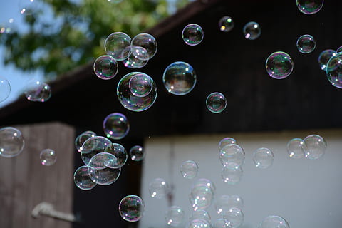 bubbles, bubble blower, bubble, macro, cold, vulnerability, soap sud, fragility, mid-air, bubble wand, transparent, sphere, nature, no people, lightweight, day, close-up, outdoors, shiny, focus on foreground, blowing, reflection, motion, multi colored, purity, 5K, CC0, public domain, royalty free
