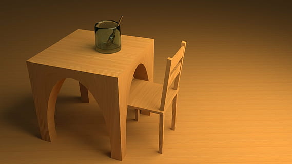 mesa, cgi, madera, material de madera, mueble, adentro, asiento, nadie, silla, piso, moderno, riqueza, arquitectura, cuarto doméstico, piso de madera, naturaleza muerta, interior de la casa, lujo, casa, marrón, sencillez, 1080P, CC0, dominio público, libre de derechos