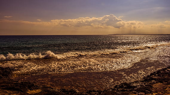 onde del mare, costa, spiaggia, onde, nuvole, orizzonte, paesaggio marino, pomeriggio, tramonto, luce del sole, scenario, natura, mare, la tranquillità, Paesaggi, bellezza nella natura, scena tranquilla, cielo, acqua, terra, orizzonte sull'acqua, scenics - natura, nuvola - cielo, ambiente, idilliaco, sport acquatico, cielo drammatico, nessuno, all'aperto, 5K, CC0, dominio pubblico, privo di copyright