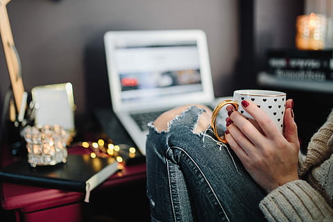 woman drinking, hot, tea, home office, Woman, drinking, caucasian, computer, macbook, laptop, drink, young, warm, autumn, fall, winter, mug, comfortable, cozy, hygge, sweater, wool, one Person, women, people, indoors, lifestyles, adult, home Interior, caucasian Ethnicity, coffee - Drink, technology, holding, relaxation, females, adults Only, human Hand, wireless Technology, human body part, one man only, leisure activity, casual clothing, table, hand, connection, sitting, communication, close-up, jeans, 5K