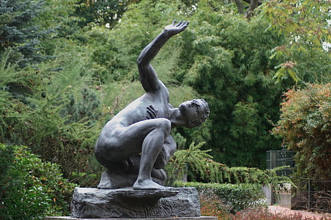estàtua, figura, bronze, planta, arbre, naturalesa, escultura, cap gent, dia, animal, art i artesania, creixement, grup d’animals, temes d'animals, color verd, fauna animal, mamífer, aigua, animals a la natura, a l'aire lliure, representació, vertebrats, cura, 4K, CC0, domini públic, lliure de regalies