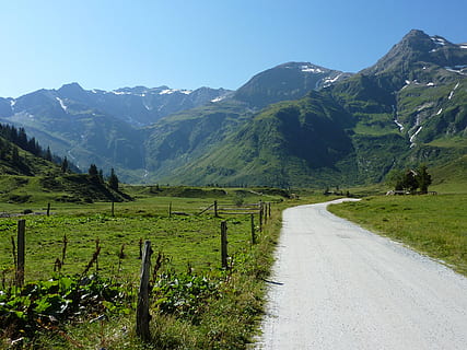 alpejski, Góra, wycieczka, niebo, Austria, lato, Natura, scenics - natura, piękno natury, spokojna scena, krajobraz, środowisko, Droga, pasmo górskie, spokój, roślina, zielony kolor, scena pozamiejska, żadnych ludzi, dzień, idylliczny, wylądować, trawa, czyste Niebo, na dworze, 2K, CC0, domena publiczna, darmowe zdjęcia