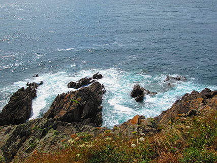 scogliere, onde, oceano, feccia, atlantico, lato, roccia, natura, paesaggio, mare, Francia, acqua, solido, bellezza nella natura, roccia - oggetto, terra, vista dall'alto, spiaggia, scenics - natura, giorno, movimento, onda, all'aperto, formazione rocciosa, la tranquillità, nessuno, 4K, CC0, dominio pubblico, privo di copyright