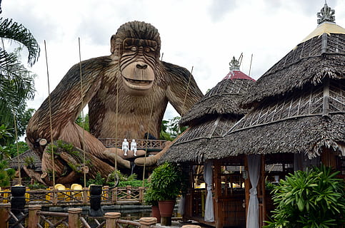 estátua, estátua do macaco, grande estátua, monumento, estrutura construída, arquitetura, céu, exterior do edifício, arte e Artesanato, representação, dia, natureza, plantar, religião, escultura, crença, construção, árvore, local de culto, representação humana, ninguém, criatividade, espiritualidade, ao ar livre, 4K, CC0, domínio público, royalty free