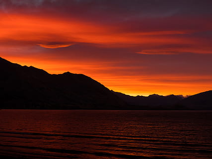 body, water, Sunset, Perfection, nature, sky, landscape, dusk, scenics, sunlight, orange Color, mountain, sun, sea, outdoors, tranquil Scene, beauty In Nature, lake, no People, summer, cloud - Sky, reflection, sunrise - Dawn, color Image, scenics - nature, tranquility, idyllic, mountain range, silhouette, land, non-urban scene, romantic sky, 4K, CC0, public domain, royalty free