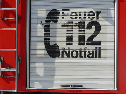 fire, emergency, delete, red, help, risk, fire fighting, rescue, blue light, cry for help, text, communication, western script, sign, information, information sign, no people, capital letter, day, close-up, window, white color, transportation, outdoors, train - vehicle, closed, rail transportation, safety, architecture, 2K, CC0, public domain, royalty free