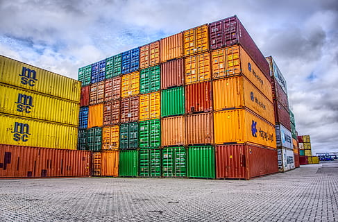 sortierte Farbe, intermodal, Containerlos, Container, Hafen, Wird geladen, gestapelt, Container-Terminal, Containerumschlag, Ladung, Marketing-Hub, Deutschland, Farbe, Himmel, Wolken, hdr, Kontrast, Hoher dynamischer Bereich, bunt, Versand, Güterverkehr, Frachtcontainer, Geschäft, die Architektur, Industrie, Stapel, Transport, kommerzielles Dock, Seebrücke, Warenhaus, Wasser, Distributionslager, wolke - himmel, Natur, Wohnraum, draußen, Kasten - Behälter, Bahnhof, 5K, CC0, gemeinfrei, lizenzfrei