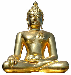 gylden, buddha, sidder, isolerede, statue, buddhisme, gyldne buddha, Asien, Thailand, skulptur, religion, guldfarvet, spiritualitet, kulturer, østasiatisk kultur, Kunst og håndværk, menneskelig repræsentation, repræsentation, mandlig lighed, tro, guld, indendørs, studio skud, ingen mennesker, sted for tilbedelse, metal, kreativitet, forgyldt, idol, 1080P, CC0, offentligt domæne, royaltyfrie
