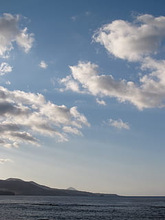 strand, himmel, blå, skyer, hav, ø, costa, solnedgang, Solstraaler, sky - himmel, vand, skønhed i naturen, scenics - natur, ro, natur, ingen mennesker, rolig scene, havnefronten, dag, udendørs, horisont, bjerg, jord, idyllisk, ikke-urbane scene, fjern, 2K, CC0, offentligt domæne, royaltyfrie
