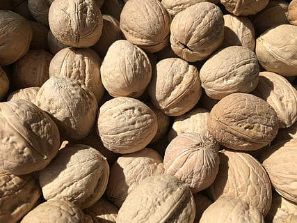 nuts, walnuts, nutshell, natural, diet, food and drink, full frame, backgrounds, food, nut, wellbeing, healthy eating, nut - food, large group of objects, abundance, still life, no people, freshness, walnut, textured, brown, close-up, indoors, for sale, 4K, CC0, public domain, royalty free